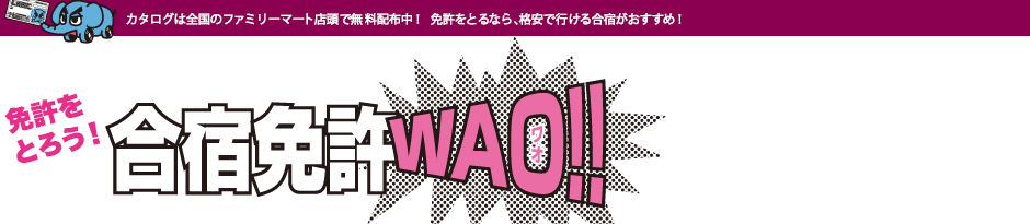 合宿で「免許をとろう！合宿免許WAO!!」